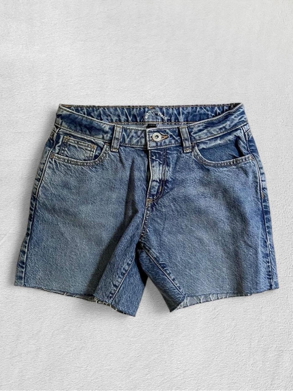 Art Class Low-Rise Mid Length Raw Fray Hem Jort Jean Shorts, Girls’ Large 10/12